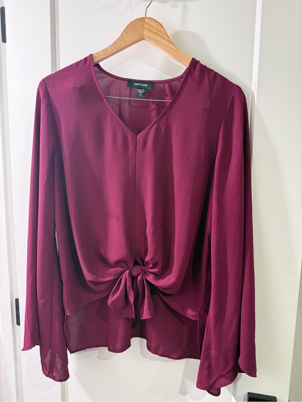 Karen Kane Plum Tie-Front V-Neck Blouse